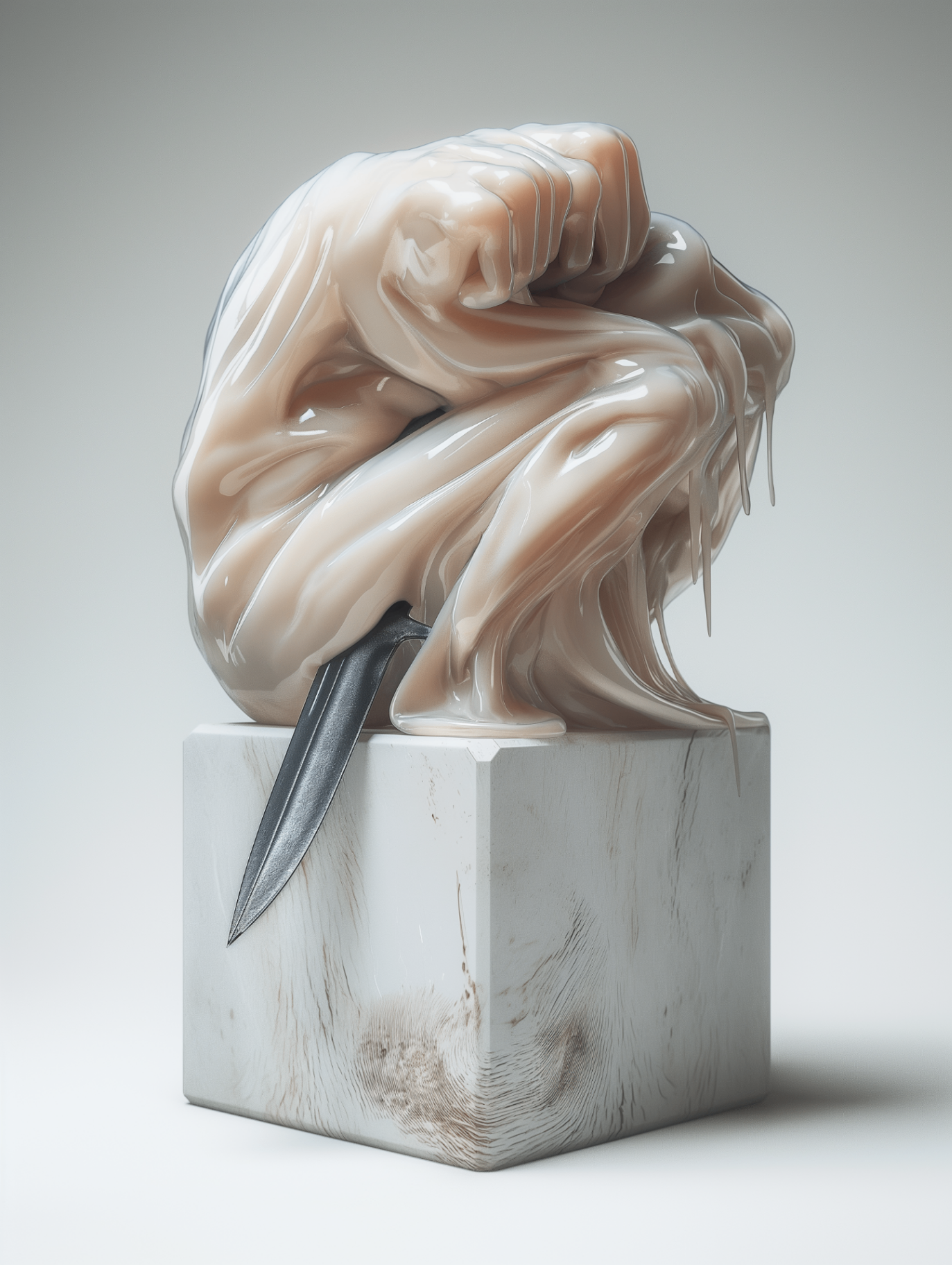 Scultura ceramica con lama