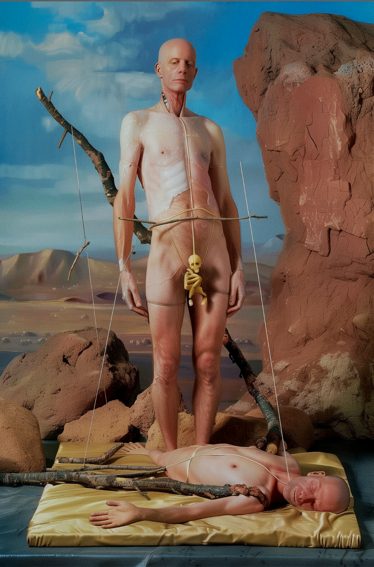 Figura nel deserto — riferimento Matthew Barney