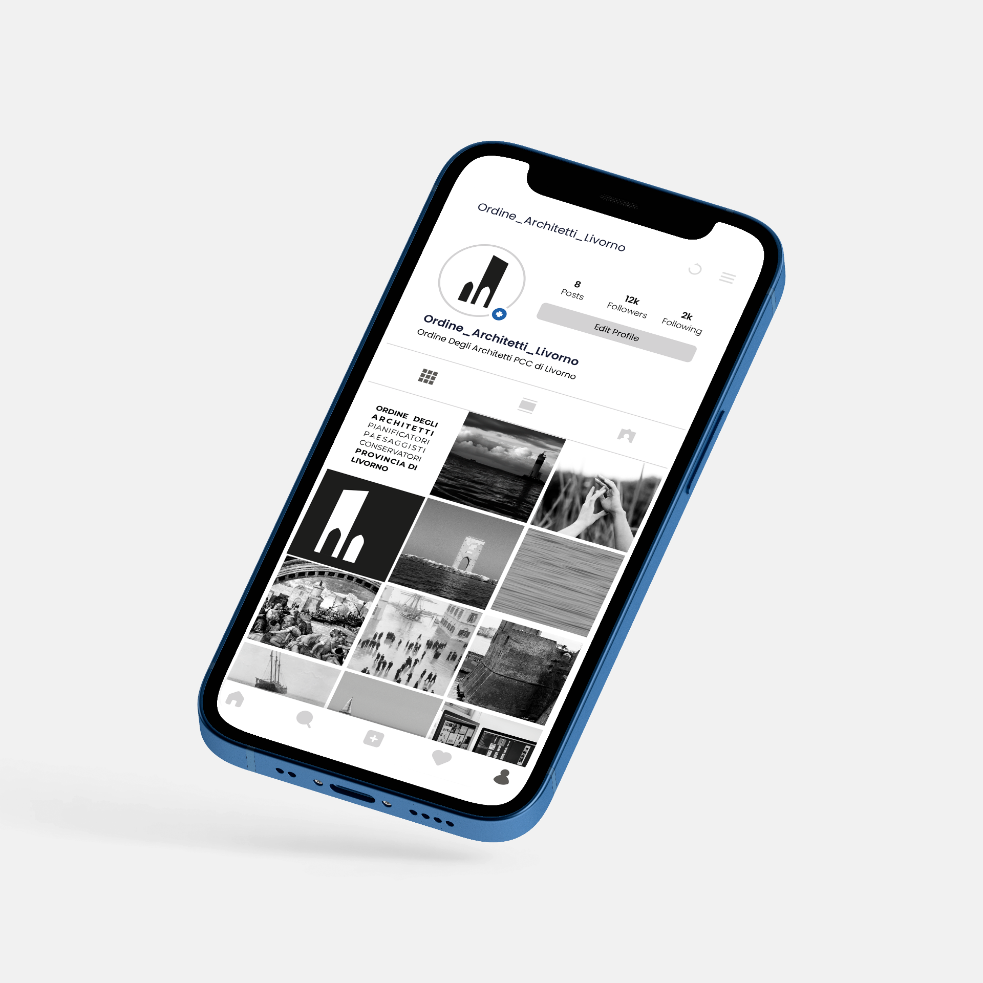 Profilo Instagram Ordine Architetti Livorno su iPhone