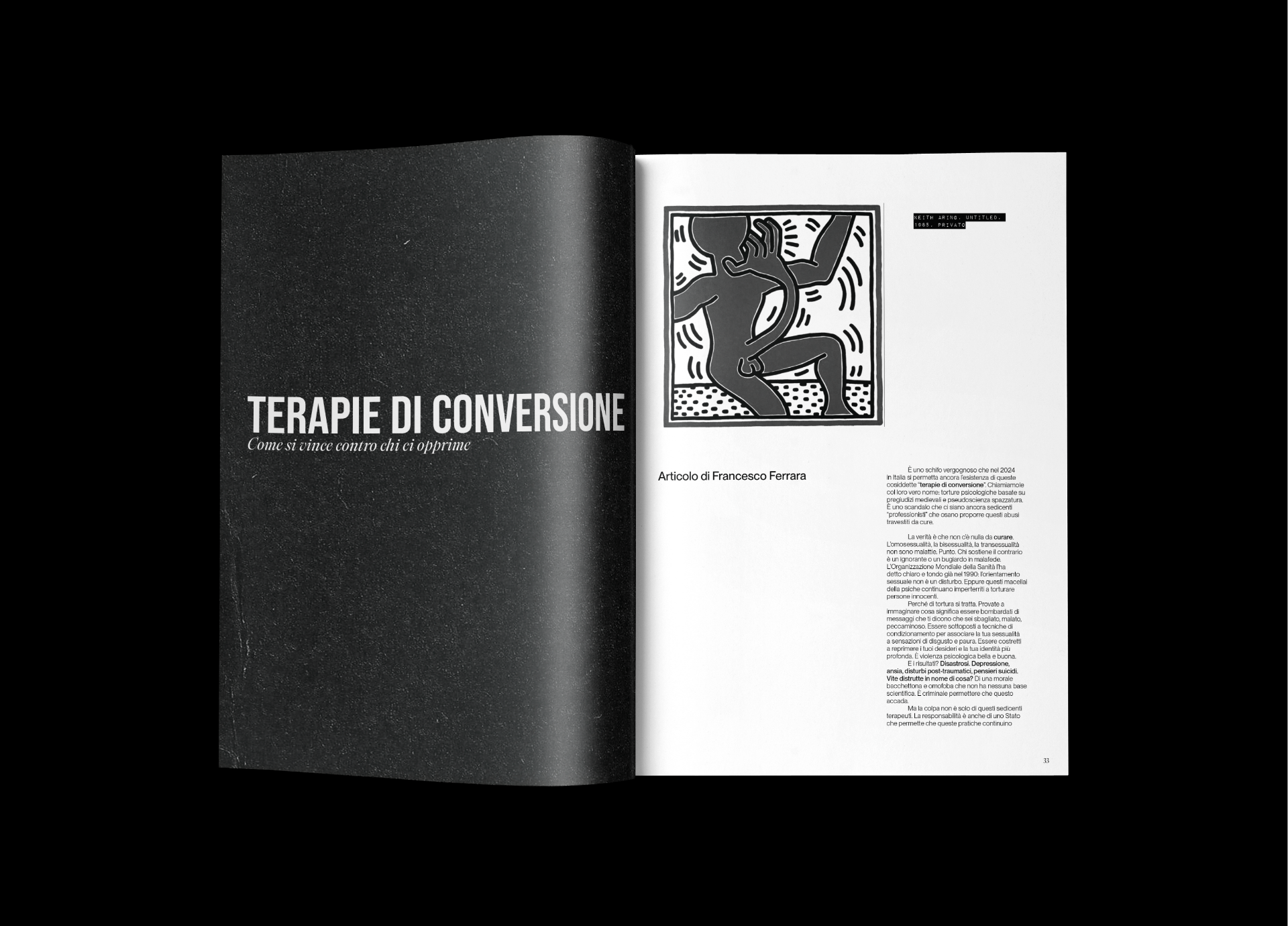Spread Terapie di Conversione con illustrazione Keith Haring